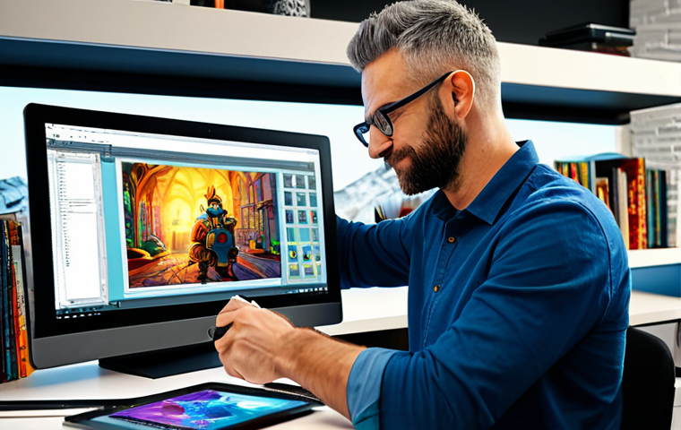 애니메이션 기획사에서 사용하는 최신 기술 - Digital Animator at Work**
"A professional digital animator, fully clothed in casual attire, workin...