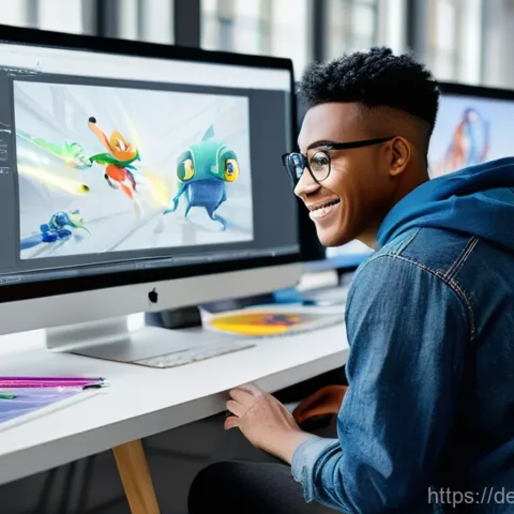 애니메이션 기획 관련 전공 과목 소개 - **Prompt:** A diverse group of young animation students, dressed in casual yet stylish attire, inten...