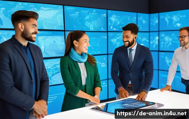 애니메이션 기획사의 국제 협업 팀 운영 팁 - **Prompt 1: Global Animation Team Collaboration**
    A vibrant, high-energy scene depicting a diver...