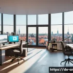 Home 20 애니메이션 분야 이직 준비 방법 - A modern animation studio workspace in Berlin, showcasing a diverse team of young professionals coll...