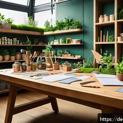 Home 17 애니메이션 기획사의 지속 가능한 콘텐츠 기획 - A cozy animation studio workspace with natural lighting, featuring artists collaboratively working o...